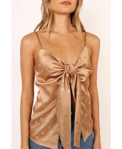 Petal And Pup Women's Leif Tie Front Cami In Bronze,gold