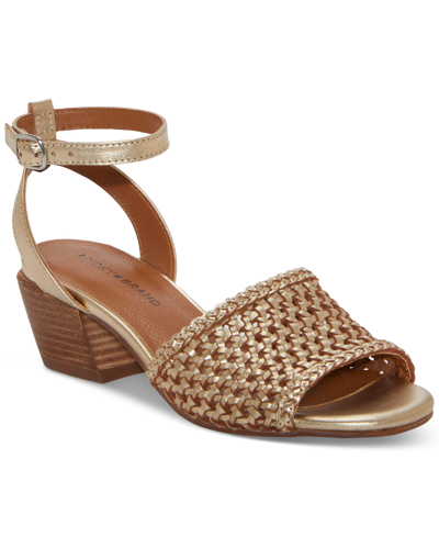 Lucky Brand Women's Modessa Woven Ankle-strap Dress Sandals In Gold Platino Metallic