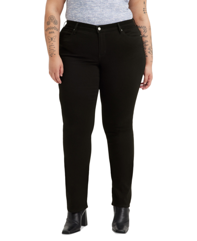 Levi's Plus Size 314 Mid-rise Shaping Straight-leg Jeans In Soft Black