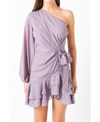 Endless Rose Women's One Shoulder Mini Dress In Dusty Lavender