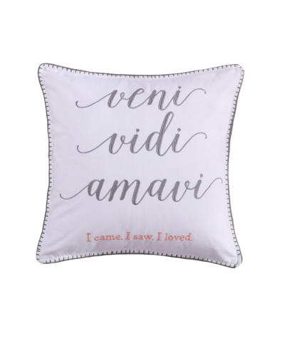 Levtex Darcy Veni Vidi Amavi Decorative Pillow, 18" X 18" In Gray