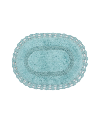 Home Weavers Hampton Crochet Reversible Bath Rug, 17" X 24" In Aqua