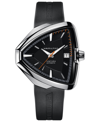 HAMILTON MEN'S SWISS AUTOMATIC VENTURA ELVIS80 BLACK RUBBER STRAP WATCH 44.6MM