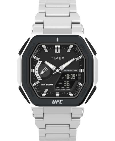 Timex Ufc Men's Colossus Analog-digital Silver-tone Stainless Steel Watch, 45mm