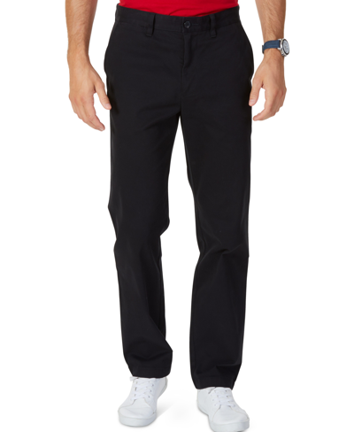 Nautica Men's Classic-fit Stretch Solid Flat-front Chino Deck Pants In True Black