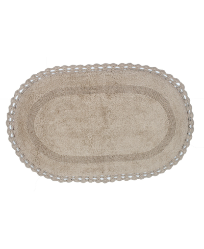 Home Weavers Hampton Crochet Reversible Bath Rug, 21" X 34" In Linen