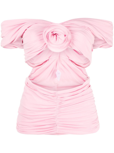 Magda Butrym Draped Off Shoulder Cutout Top In Pink