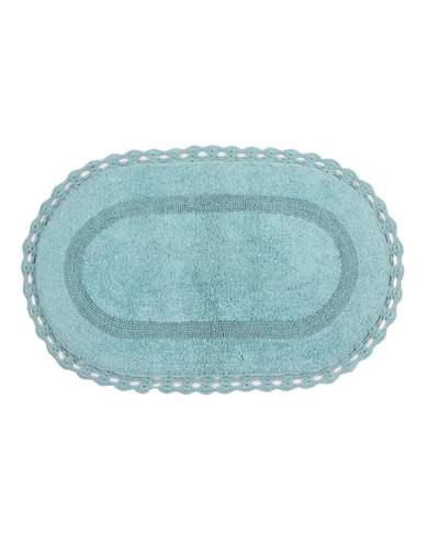 Home Weavers Hampton Crochet Reversible Bath Rug, 24" X 40" In Aqua