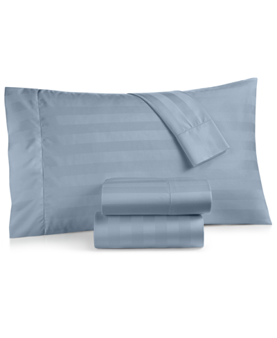 Charter Club Damask 1.5" Stripe 550 Thread Count 100% Cotton 3-pc. Sheet Set, Twin, Created For Macy's In Mountain Fog