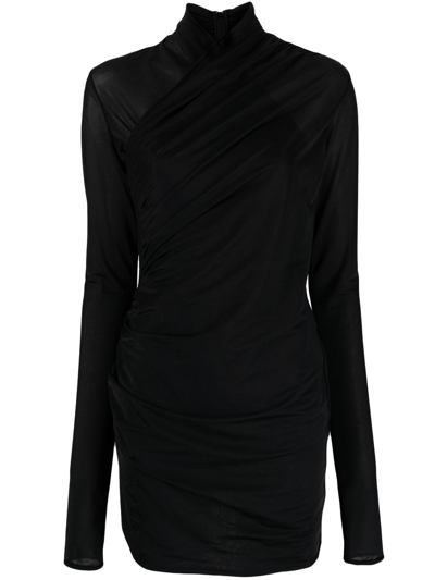 Gauge81 Black Ruched Mini Dress