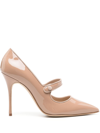 MANOLO BLAHNIK NEUTRAL CAMPARI 105MM LEATHER PUMPS