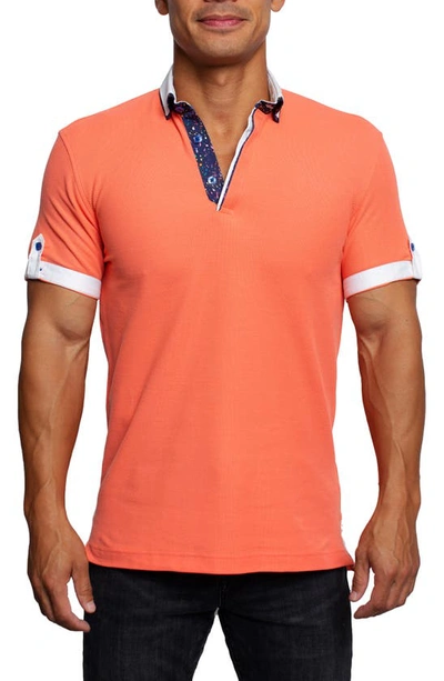 Maceoo Mozart Coral Short Sleeve Cotton Polo In Pink