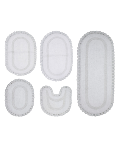 Home Weavers Hampton Crochet Reversible Bathmat Rugs 5-piece Set In White