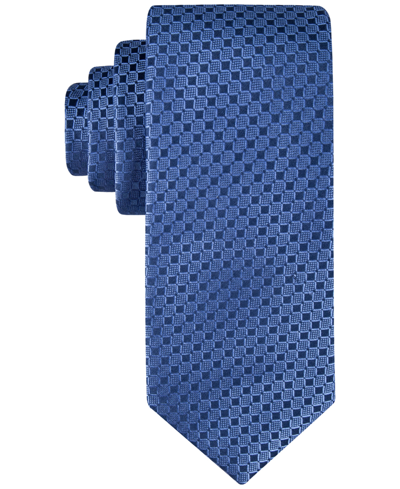 Calvin Klein Men's Checkered Geo-print Tie In Cobalt