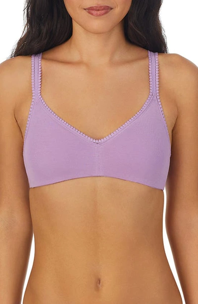 On Gossamer Cabana Cotton Blend Stretch Bralette In Violet Flower