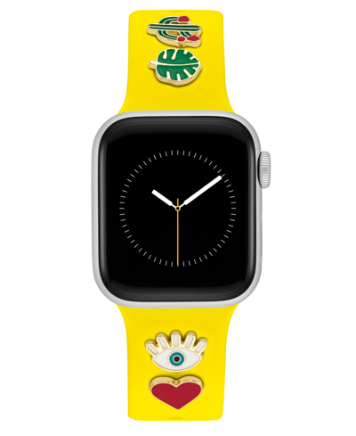 WITHIT WOMEN'S YELLOW SMOOTH SILICONE BAND WITH BAND CANDY HOPE CHARMS DESIGNED FOR 38/40/41MM APPLE WATCH