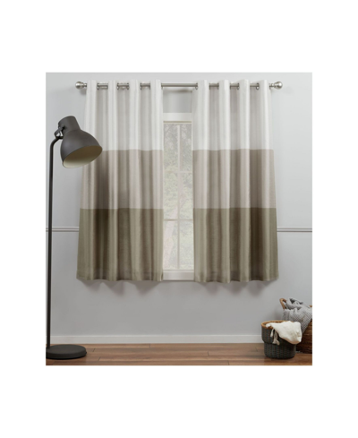 Exclusive Home Curtains Chateau Striped Grommet Top Curtain Panel Pair, 54" X 63" In Taupe