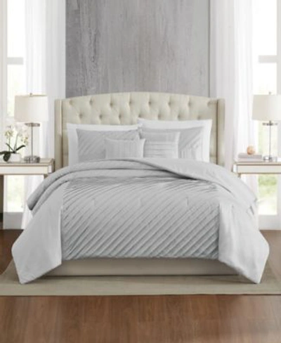 Pem America James Pleated Comforter Set In Silver