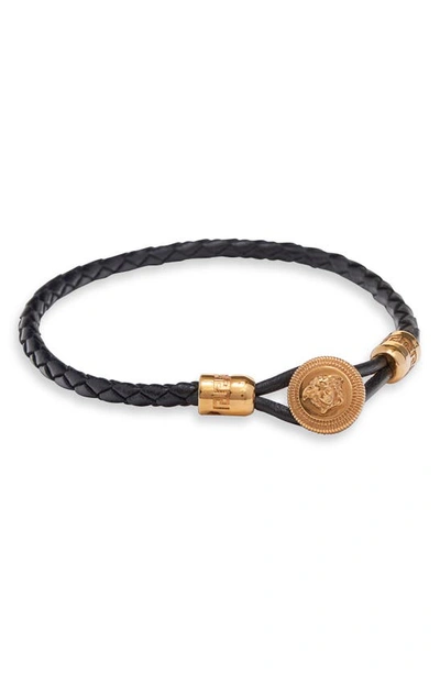 Versace Coin Pendant Bracelet In Black