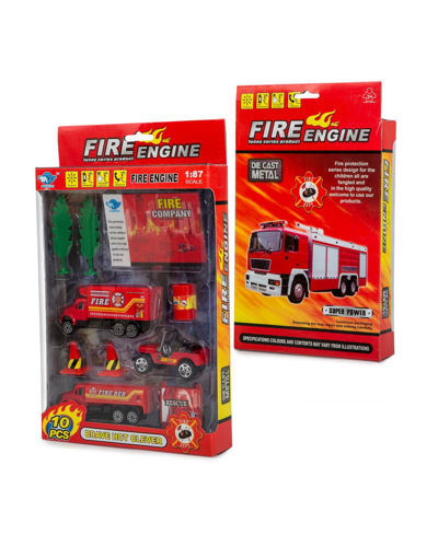 Big Daddy Mag-genius Mini Vehicle Fire Rescue Truck 10-piece Starter Toy Set In Multi