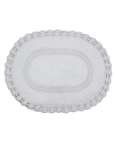 Home Weavers Hampton Crochet Reversible Bath Rug, 17" X 24" In White