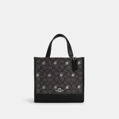 Coach Outlet Dempsey Tote 22 In Signature Jacquard With Star Embroidery In Grey