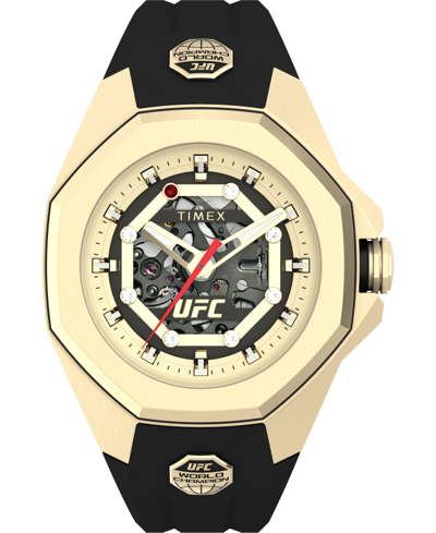 Timex Ufc Men's Pro Automatic Black Polyurethane Watch, 45mm In Gold Tone/black