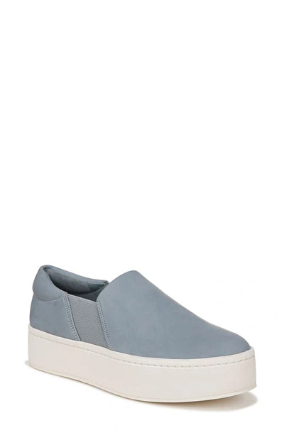 Vince Warren Suede Slip-on Trainers In Lake Blue Nubuck