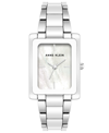 ANNE KLEIN WOMEN'S THREE-HAND QUARTZ SILVER-TONE ALLOY WITH WHITE CERAMIC BRACELET WATCH, 24MM