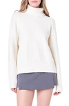 English Factory Women's Turtleneck Long Sleeve Sweater In Cream