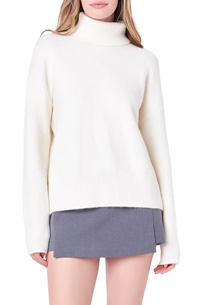 English Factory Women's Turtleneck Long Sleeve Jumper In Cream