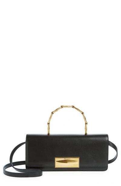 Jimmy Choo Diamond Leather Top-handle Bag In Black/ Gold
