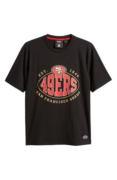 Hugo Boss Boss X Nfl Stretch Cotton Graphic T-shirt In Charcoal