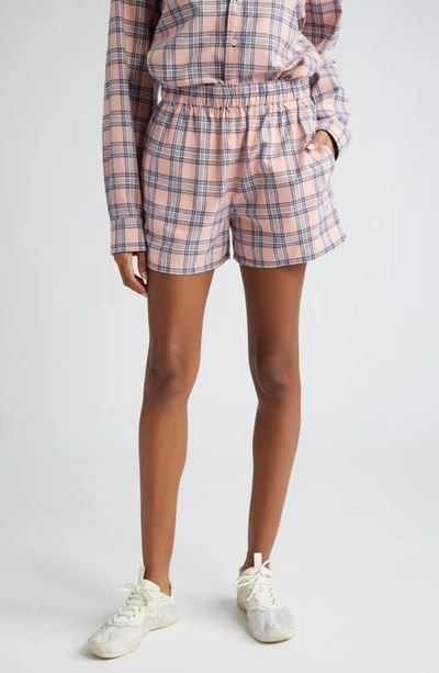 ACNE STUDIOS ROXX FACE PATCH CHECK COTTON FLANNEL SHORTS