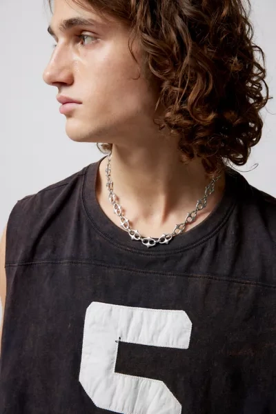 Urban Outfitters Ares Rhinestone Mariner Chain Necklace In Silver, Men's At