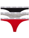 Calvin Klein Carousel Thong 3-pack In Black,heather,rouge