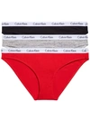 Calvin Klein Carousel Bikini 3-pack In Black,heather,rouge