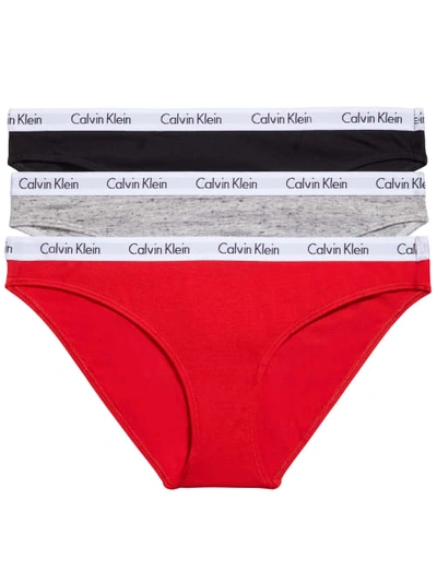 Calvin Klein Carousel Bikini 3-pack In Black,heather,rouge