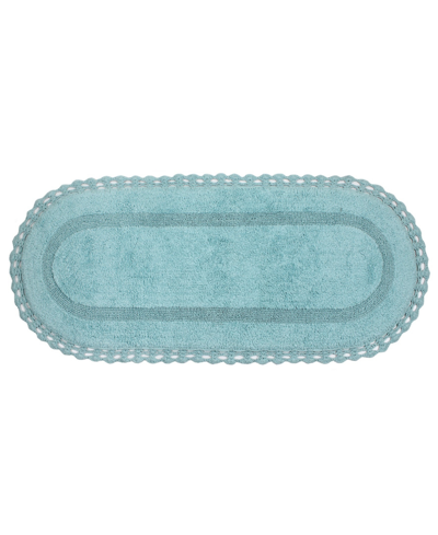 Home Weavers Hampton Crochet Reversible Bath Rug, 21" X 54" In Aqua