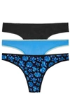 On Gossamer 3-pack Mesh Thongs In Galaxy,blue,black