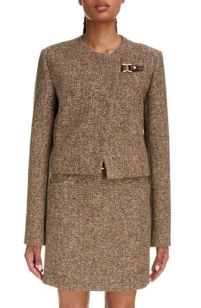 Chloé Embellished Cropped Wool-blend Tweed Jacket In Multicolor Yellow