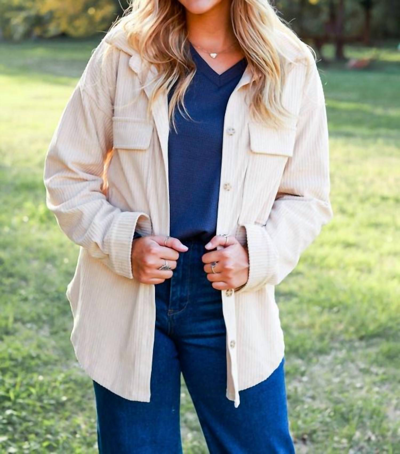 Southern Grace Casual Magic Shacket In Beige