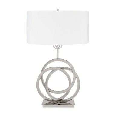 Finesse Decor Chrome Circles Table Lamp With 1 Light And Usb Charger