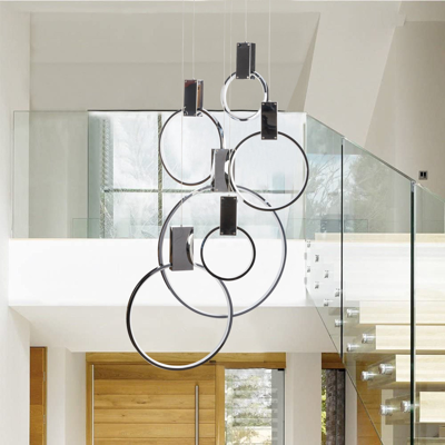 Finesse Decor Hong Kong Led Circular Chandelier // Chrome In Gray