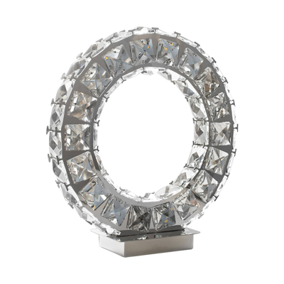 Finesse Decor Round Crystal Extravaganza Led Table Lamp In Silver