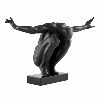 Finesse Decor Large Saluting Man Resin Sculpture 37" Wide X 19" Tall // Matte Black