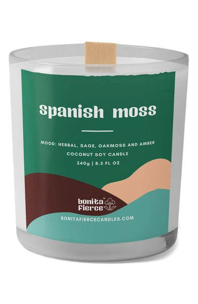 Bonita Fierce Spanish Moss Candle In White/ Green