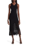 RAILS KAIA FRINGE DETAIL KNIT MIDI DRESS