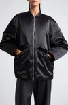Stand Studio Prim Satin Bomber Jacket In Black