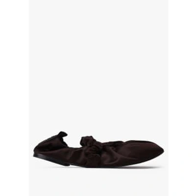 Ganni Scrunchie Ballerina Flats In Brown